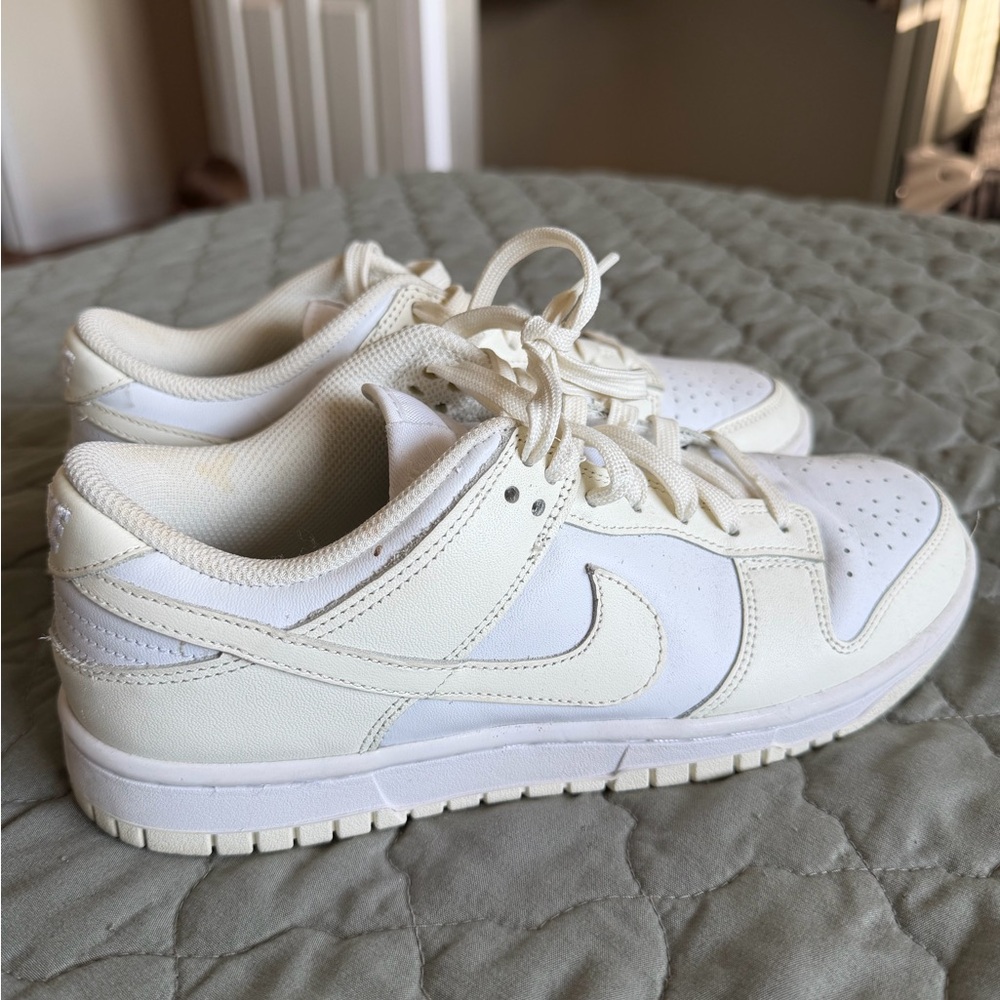 Nike Dunk Low-Top Sneakers in Cream and White - Worn Once - Like New